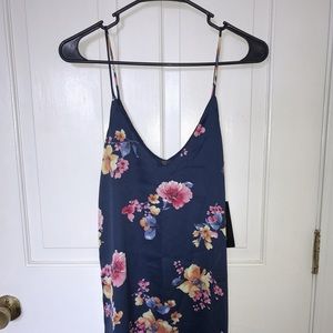 Lulu’s Navy Blue Floral Short w/ Straps Dress XS